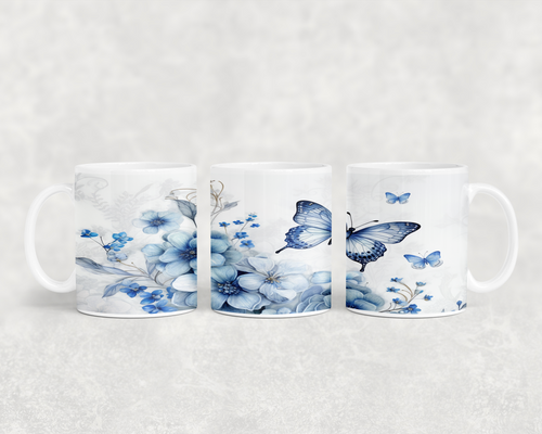Butterfly with White & Blue Floral