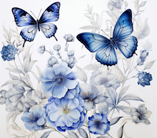 Load image into Gallery viewer, Butterfly with White &amp; Blue Floral