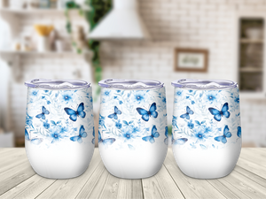 Butterfly with White & Blue Floral