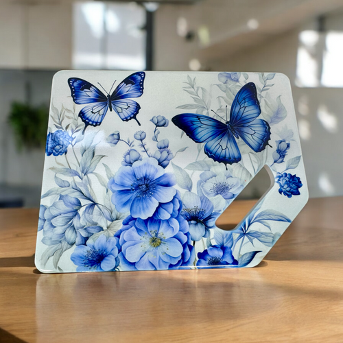 Butterfly with White & Blue Floral - Pot Stand