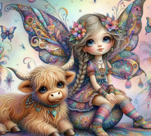 Load image into Gallery viewer, Girl Fairy with Highland Calf