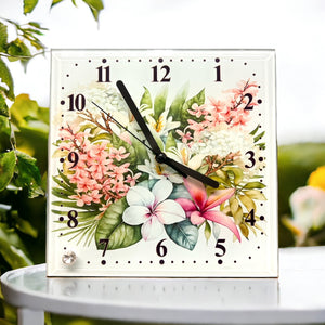 Frangipani - Glass Clock