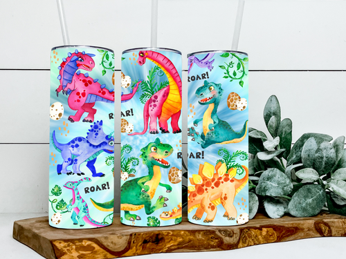 Watercoloured Dinosaurs Blue
