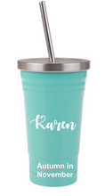 Load image into Gallery viewer, Smoothie Tumbler with Stainless Steel Straw