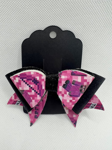 Minecraft Print with Black Glitter - Single Bow