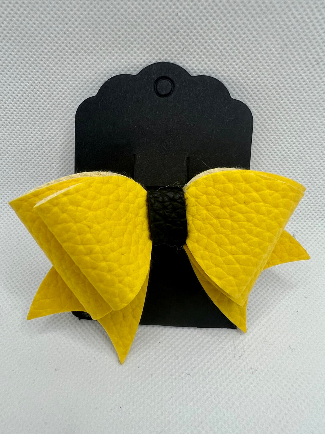 Yellow & Black Leather - Single Bow